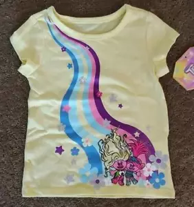 Toddler Girls TROLLS Rainbow & Flowers T-Shirt Size 2T Poppy Viva Sisters NWT - Picture 1 of 1