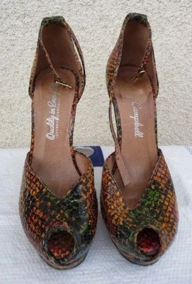 Туфли на платформе Jeffrey Campbell размер 5 коричневые с анималистическим принтом с открытым носком  - Изображение 1 из 4