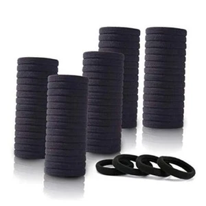 100PCS Hair Ties for Women Girls, Seamless Thick Hair Band, Elastic Hair Black - Picture 1 of 8