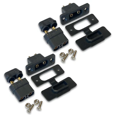 ✅ 2x Paar XT90E-M Einbaustecker + Stecker mit Gummikappe + Schrauben Lipo XT90 ✅ - Bild 1 von 4