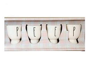 Rae Dunn   EASTER EGG CUPS "PEEP" SET OF FOUR NIB - Picture 1 of 1