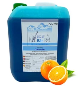 (5,19 EUR/l) ICE BÄR Slush Sirup Konzentrat 5 Liter AZO FREI Eis Blaue Orange - Picture 1 of 1