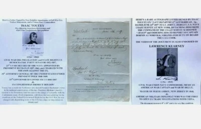 FIRMADO 1857 GUERRA CIVIL CONFEDERADO SIMPATIZANTE SECRETARIO DE MARINA DE ESTADOS UNIDOS TOUCEY TRAICIÓN  Foto 1 de 3