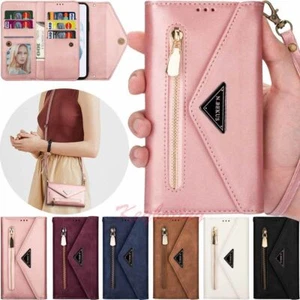 For Samsung S22 Ultra S21 S20 S10 S9 S8 Plus Wallet Card Slot Leather Case Cover - Picture 1 of 43