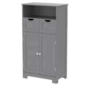 Bathroom Floor Cabinet, Storage Cabinet with Open Shelf, Doors, Drawers, Grey - Picture 1 of 5