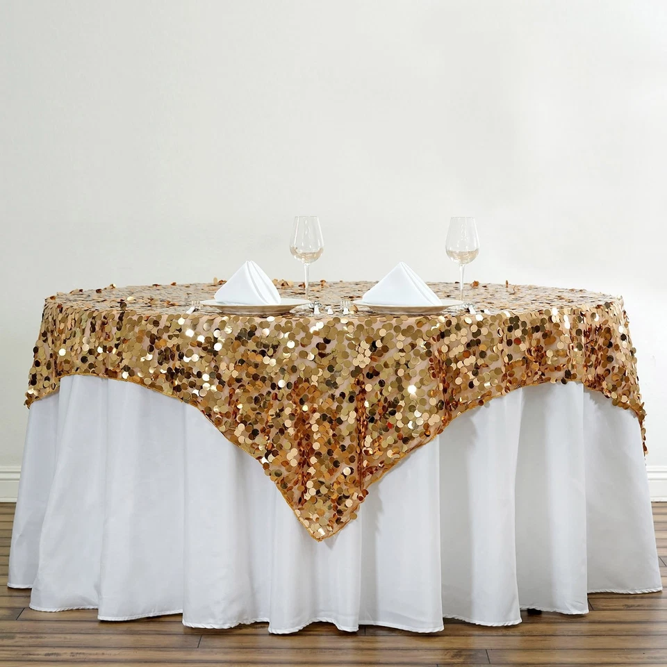 72" Square Big Payette Sequined Table Overlay Wedding Party Reception Linens - Image 1 of 3