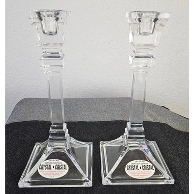 Lead Crystal Candle Holders Set of 2 for Taper Dinner Candles Made in USA - Image 1 of 4