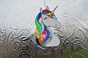 Stained Glass Multi coloured Unicorn sun-catcher's / window decoration's - Picture 1 of 3