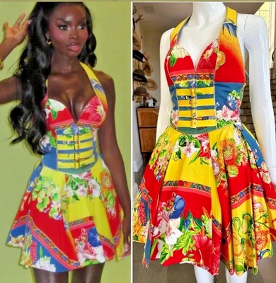 Gianni Versace Vintage 1992 Versus Colorful Cocktail Dress. - Image 1 of 4