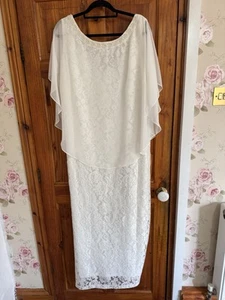 Beautiful Joanna Hope Wedding Dress Chiffon Cape Over Lace Dress  Size 28 - Picture 1 of 4