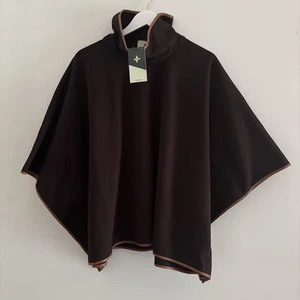 Tuckernuck Black Piper Funnel Neck Poncho Brown Trim Cape One Size NWT MSRP $128 - Picture 1 of 7