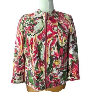 Giacca donna Chicos Additions taglia 3 zip con tasche multicolore astratta - Foto 1 di 7