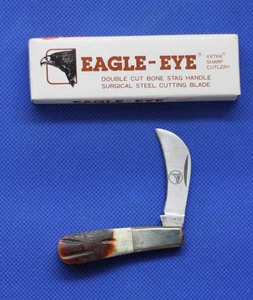 Vintage Eagle Eye #11-610 Knochengriff Messer, NOS, Neu im Karton, 2,25 Zoll geschlossen. - Bild 1 von 2