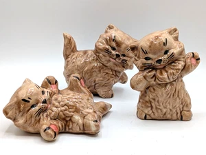 Vtg Playful Chubby Persian Kittens Cats Set Of 3 Brown Hobbiest Ceramic - Picture 1 of 6