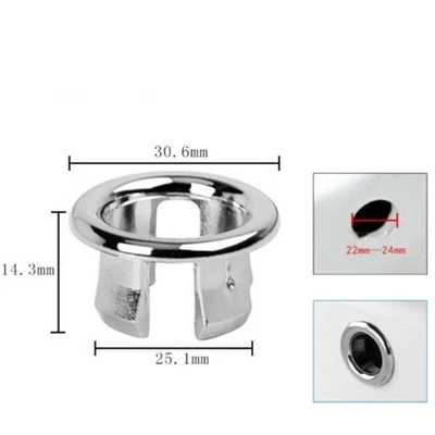 2pcs Bathroom Basin Sink Overflow Ring Chrome Hole Cover Cap Inserts Round UK - Image 1 of 4