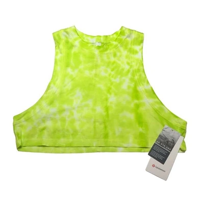 Lululemon All Yours Cropped Cotton Tank Marmoleado TieDye Eccentric Lime Size 12 - Image 1 of 3