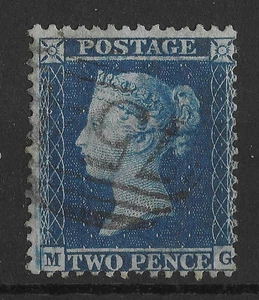 GB 1855 2d Blue Plate 5 Perf 14 Large Crown specF6 Fine Used Lettered M - G - Picture 1 of 2