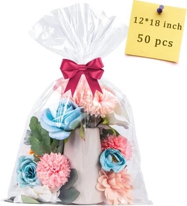 50 Stück Zellophantüten 12 x 18 Zellophanverpackung Goodie Bags groß transparent Geschenktüten Pa - Bild 1 von 2