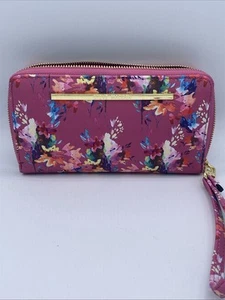 Cartera Muñequera Floral STEVE MADDEN Doble Cremallera Alrededor Chequera Cambio Nueva - Imagen 1 de 10