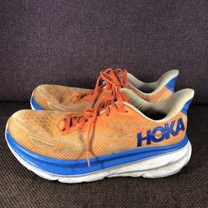 Men’s Orange & Blue Hoka Clifton 9 Trainers Size UK 8.5 - Picture 1 of 15