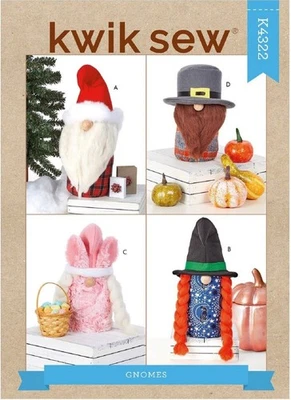 Plush Holiday Gnomes Stuffed Santa Bunny Witch Indian Dolls Sewing Pattern - Image 1 of 4