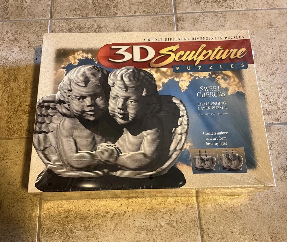 1997 Milton Bradley 3d Sculpture Puzzle Sweet Cherubs - 144 Layers