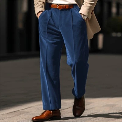 Hombres Pantalones de Terciopelo Pantalones Pierna Recta Retro Informal Formal Retro Traje de Felpa Foto 1 de 4