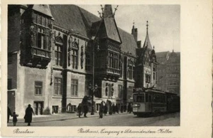 Polonia, WROCŁAW WROCLAW, ayuntamiento, Schweidnitzer Keller, tranvía (década de 1930) postal - Imagen 1 de 2