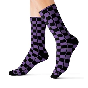 Charisma Girls Checker Board lt purple version 2 Sublimation Socks - Picture 1 of 13