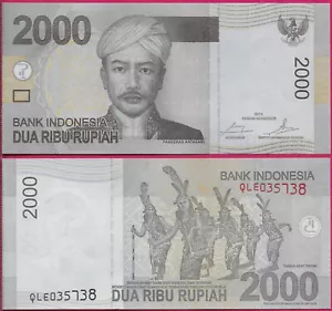 INDONESIA 2000 RUPIAH 2014 UNC QLE,PANGERAN ANTASARI AT CENTER,INDEGENOUS DANCE, - Picture 1 of 1