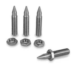 PrecisionGeek 4x Lautsprecher Spikes Edelstahl Isolierung M8 Gewinde 45 mm lang - Bild 1 von 2