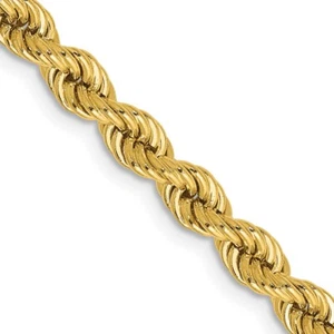 14K 24 inch 4mm Regular Rope Chain Necklace - Picture 1 of 5