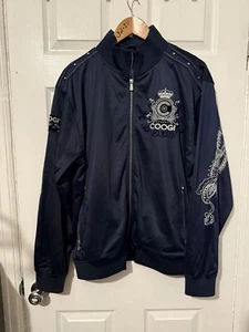 Coogi Jacket L Blue Full Zip Track Jacket Hip Hop Embroidered Western Y2K - Picture 1 of 5