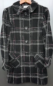 Vintage Wollmischung Mantel Damen S/M schwarz Tweed kariert Coat Preppy Karriere Akademie - Bild 1 von 11