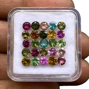 25 Pcs Natural Tourmaline 3.5mm Round Cut Multi Color Loose Gemstones 4.78 Cts - Picture 1 of 8