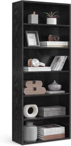 Bookshelf 6-Tier Open Bookcase w/ Adjustable Storage Shelves Floor Standing Unit - Picture 1 of 10