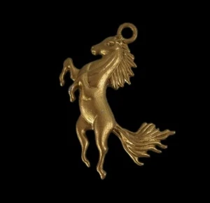 Rearing Horse Gold Tone Pendant - Picture 1 of 1
