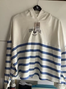 Tu- Venice Beach Tennis Club Hoodie Blue & White Casual New W Tags XL - Picture 1 of 8