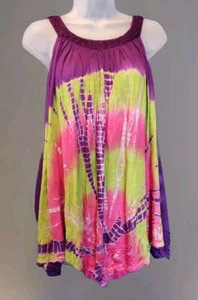 India Botique Tie Dye Paraguas Túnica Top Púrpura Talla Grande - Imagen 1 de 5