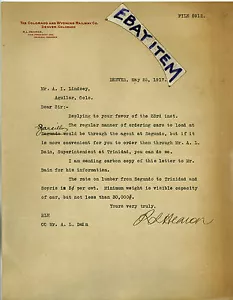 1917 Letterhead COLORADO & WYOMING RAILWAY Company R. L. Hearon DENVER railroad - Picture 1 of 1