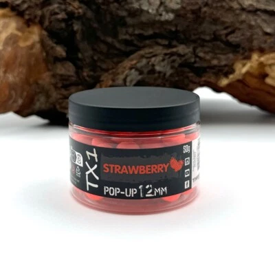 Shimano TX1 Pop Ups Strawberry 12mm 50g Fluoro Red Hookbait Boilie Köder DA - Bild 1 von 2