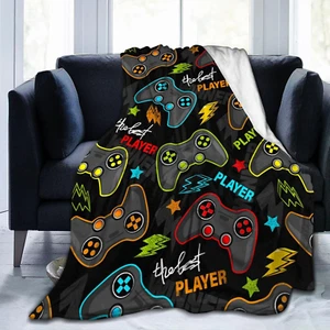 Gamer Gaming Joystick Pattern Throw Blanket Soft Bed Bedding Warm Cozy Plush Fla - Picture 1 of 12