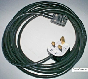 5M, UK PLUG TO 90° RIGHT ANGLE IEC C13 SOCKET BLACK CABLE,LCD LED TV KETTLE LEAD - Picture 1 of 1
