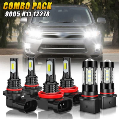For Toyota Highlander 2011-2013 Combo LED Headlight Hi/Lo Beam + Fog Light bulbs - Image 1 of 4