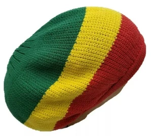 Cappello Tam Berretto Rosso Giallo Verde Rasta Slouch Beanie Cappello Dreadlocks Dreads M/L - Foto 1 di 6