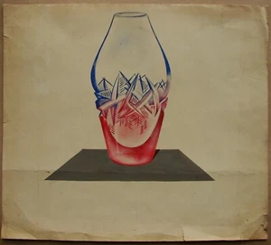 Ukrainian Soviet USSR painting Avant-garde cubism sketch glass porcelain vase - Picture 1 of 5