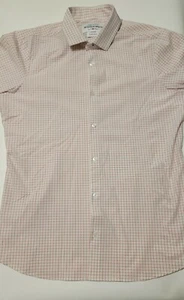 Mizzen +Main Leeward Mens XL Trim Fit Spread Collar Windowpane Performance Dress - Picture 1 of 12