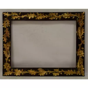 Ca 1900 Old wooden frame decorative with metal leaf Internal: 22,4x16,3 in - Picture 1 of 6