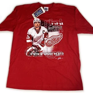 Vintage NWT Detroit Red Wings Mens XL Steve Yzerman Red NHL Hockey T-Shirt Tee - Picture 1 of 7