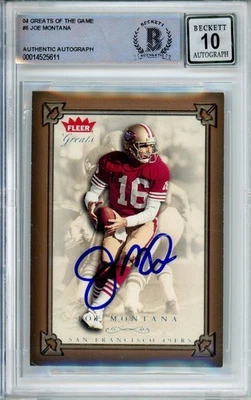 2004 Fleer Greats of the Game #6 Joe Montana Auto San Francisco 49ers BGS Auto - Image 1 of 4